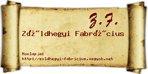 Zöldhegyi Fabrícius névjegykártya